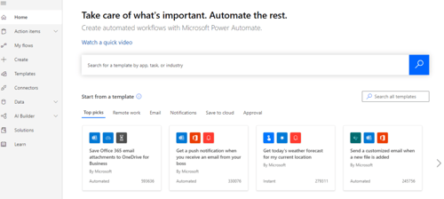Power Automate platform voor RPA